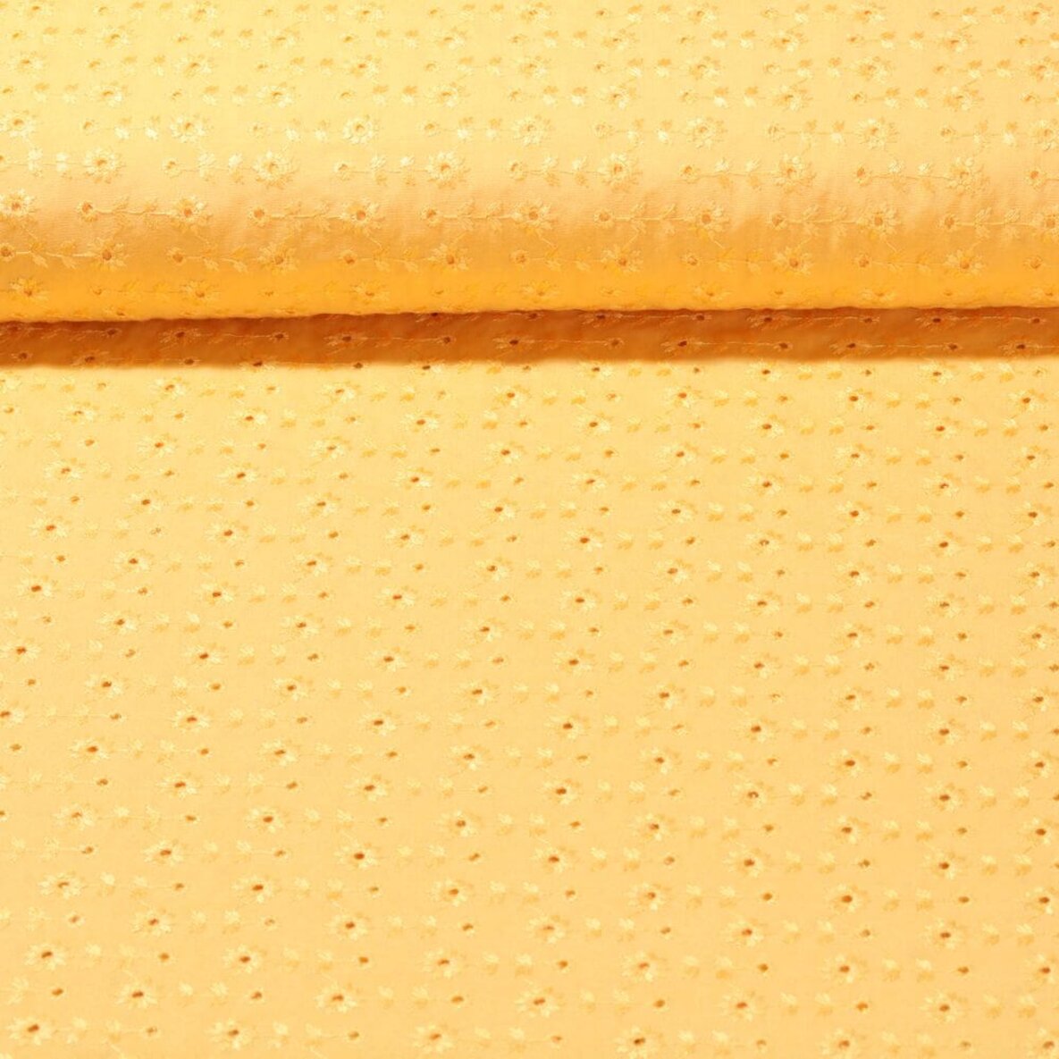 Viskose Lochstickerei Blümchen Gelb