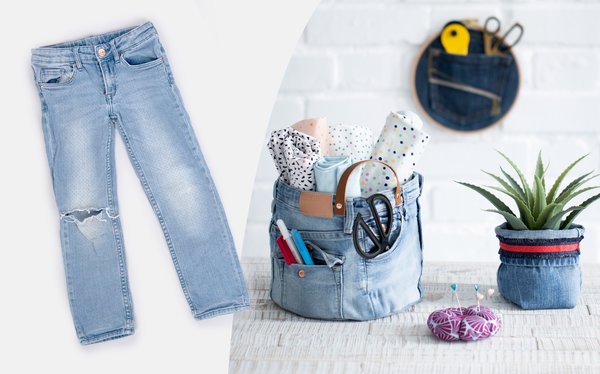 Anleitung Jeans Upcycling Stoffkorb nähen