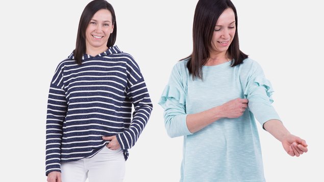 Schnittmuster Oversize Shirt-Pullover mit Volant-Ärmeln DIY selber nähen