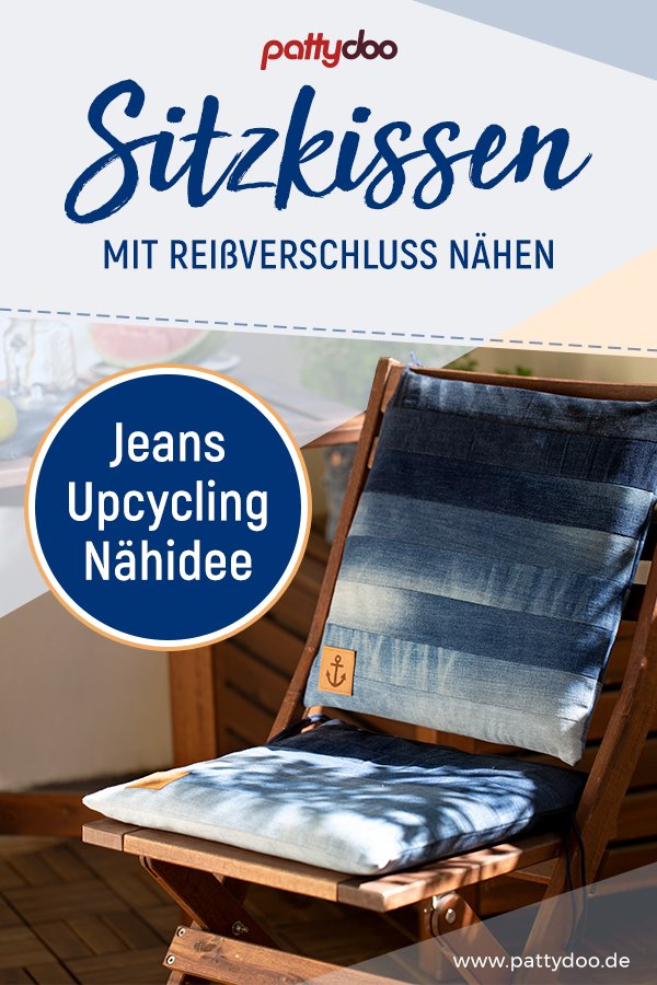 Sitzkissen mit Reißverschluss nähen - Jeans upcycling