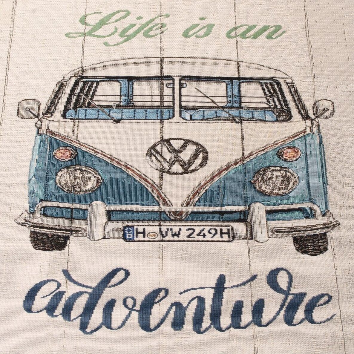 Canvas Panel VW Bulli-Life is an adventure Beige Multicolor