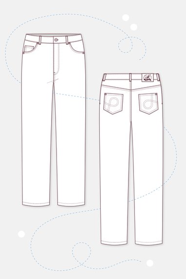 Schnittmuster Jeans 4 selbernähen - technische Zeichnung